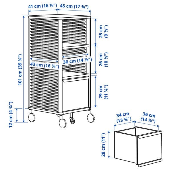 Ikea BEKANT - Storage element, mesh/white, 41x101 cm