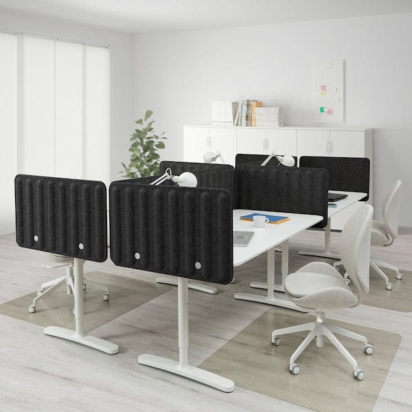 Ikea BEKANT - Desk with partition screen, white/dark gray,320x160 48 cm