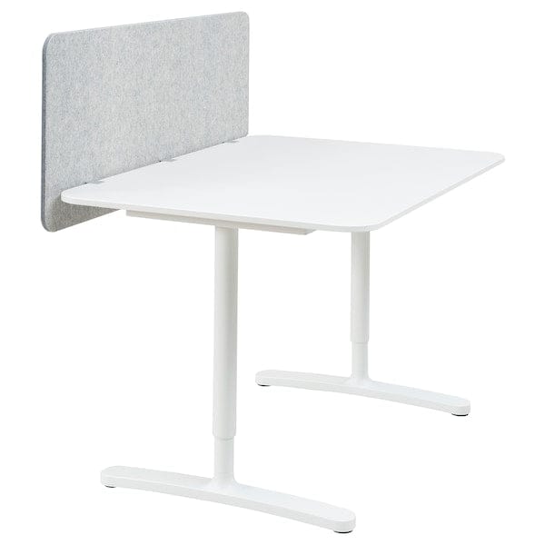 Ikea BEKANT - Desk with partition screen, white/grey,120x80 48 cm