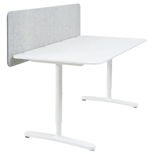 Ikea BEKANT - Desk with partition screen, white/grey,160x80 48 cm