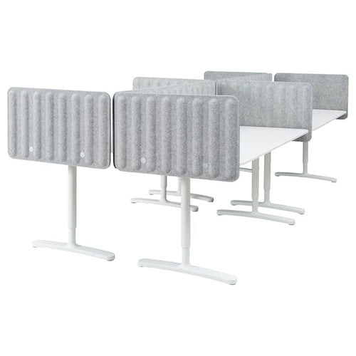 BEKANT - Desk with partition screen, white/grey,320x160 48 cm