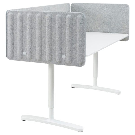 Ikea BEKANT - Desk with partition screen, white/grey,160x80 48 cm