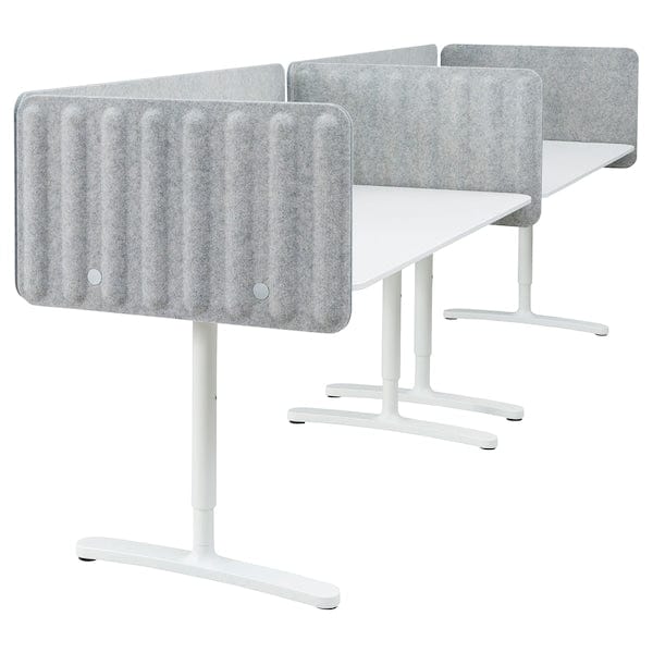 Ikea BEKANT - Desk with partition screen, white/grey,320x80 48 cm