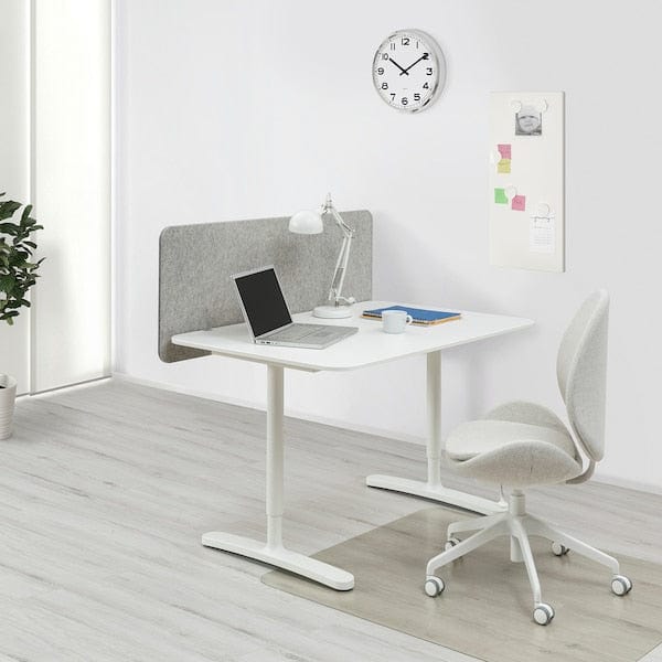 Ikea BEKANT - Desk with partition screen, white/grey,120x80 48 cm