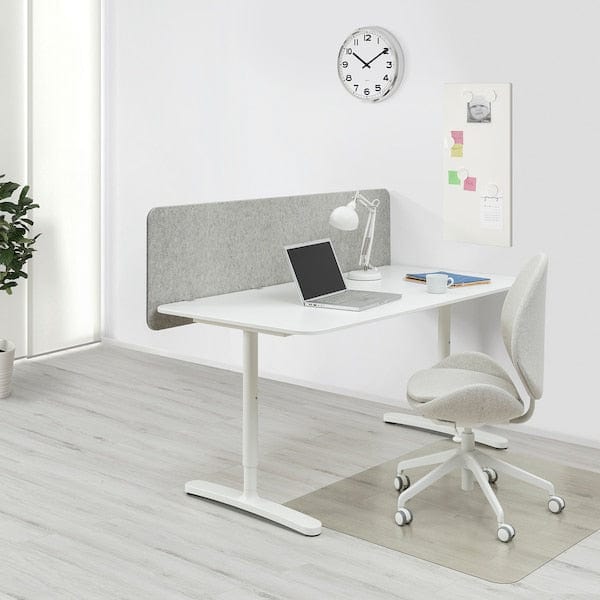 Ikea BEKANT - Desk with partition screen, white/grey,160x80 150 cm