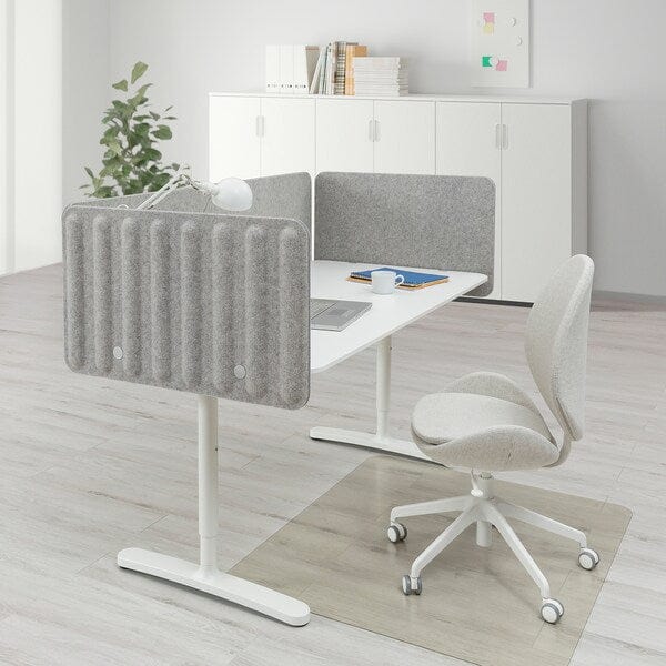 Ikea BEKANT - Desk with partition screen, white/grey,160x80 48 cm