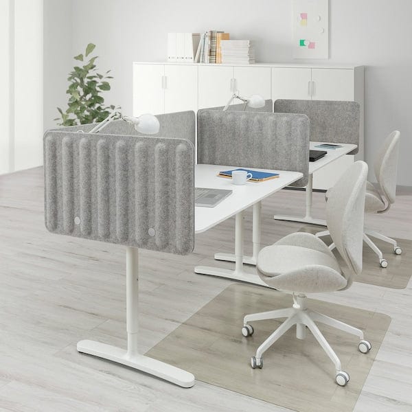 Ikea BEKANT - Desk with partition screen, white/grey,320x80 48 cm