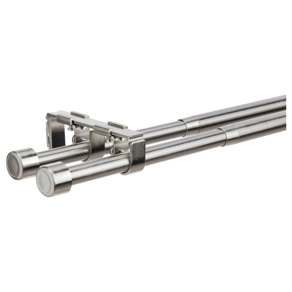 BEKRÄFTA double curtain rod set, nickel-plated, 120-210 cm 19 mm
