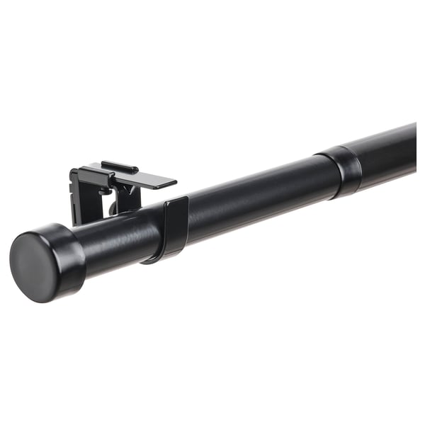 BEKRÄFTA curtain rod set, black, 120-210 cm 28 mm