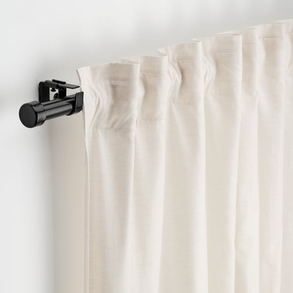 BEKRÄFTA curtain rod set, black, 120-210 cm 28 mm