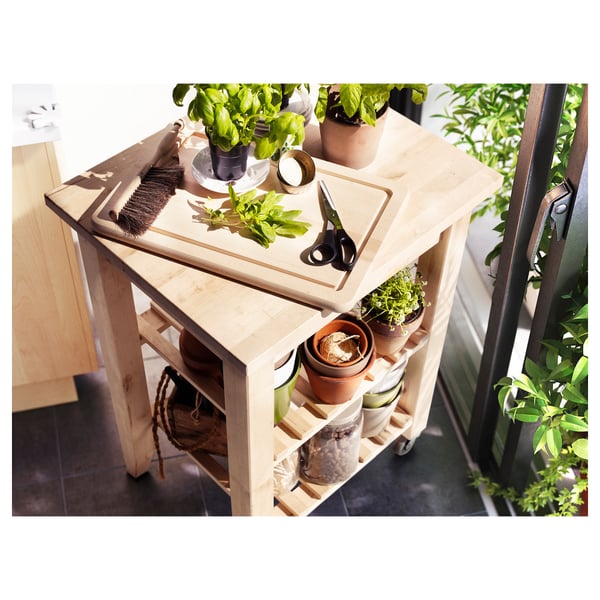 BEKVÄM kitchen trolley, beech, 58x50 cm