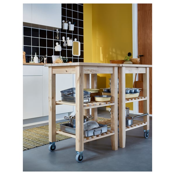 BEKVÄM kitchen trolley, beech, 58x50 cm