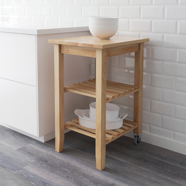 BEKVÄM kitchen trolley, beech, 58x50 cm