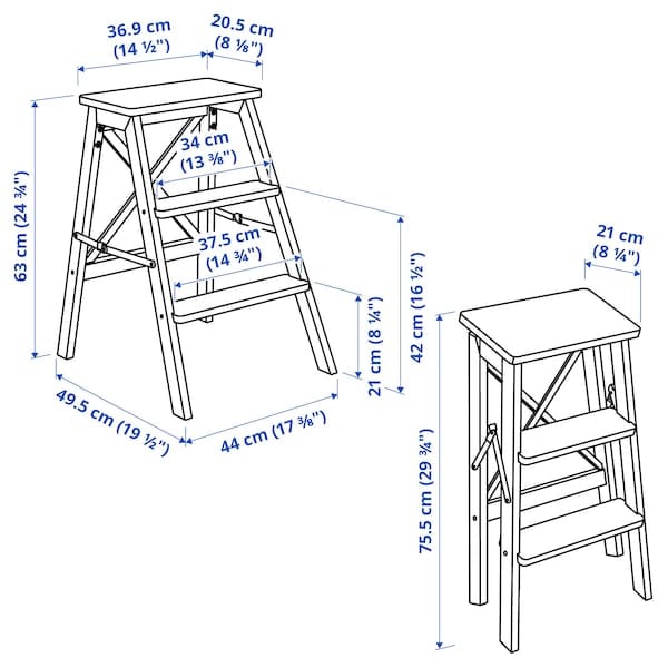 Ikea BEKVÄM - Stepladder, 3 steps, beech, 63 cm