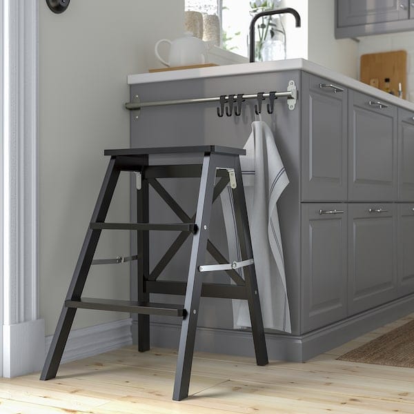 Ikea BEKVÄM - Stepladder, 3 steps, black, 63 cm