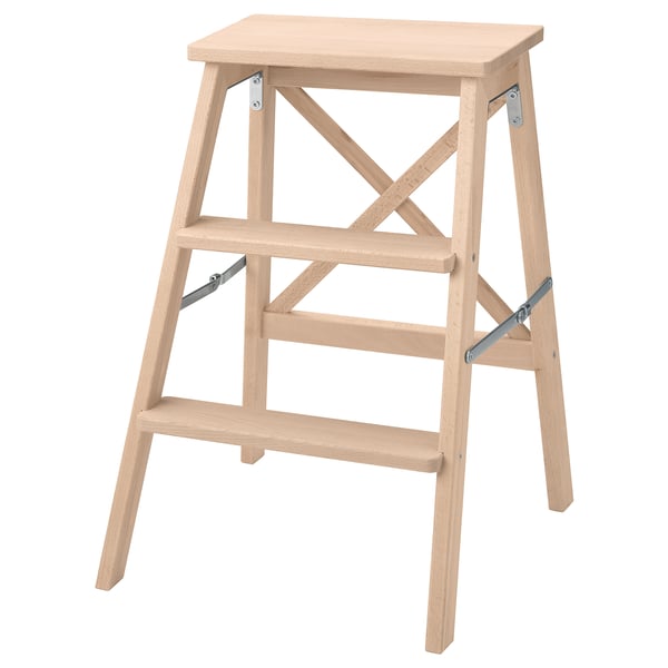 BEKVÄM - Stepladder, 3 steps, beech, 63 cm