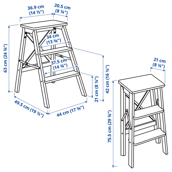 BEKVÄM step stool, black, 63 cm