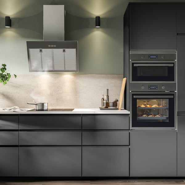 BEMÖTA wall mounted extractor hood, stainless steel colour, 70 cm