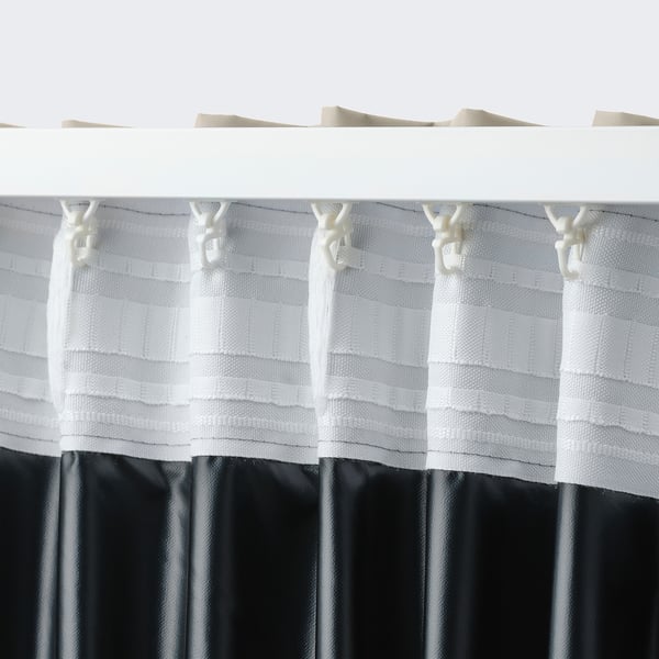 BENGTA - Blackout curtain, 1 piece, with curling ribbon/beige,210x300 cm