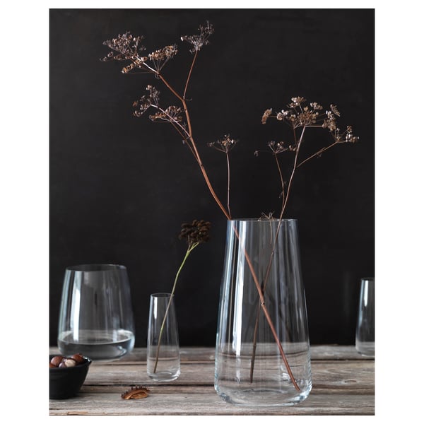 BERÄKNA vase, clear glass, 30 cm
