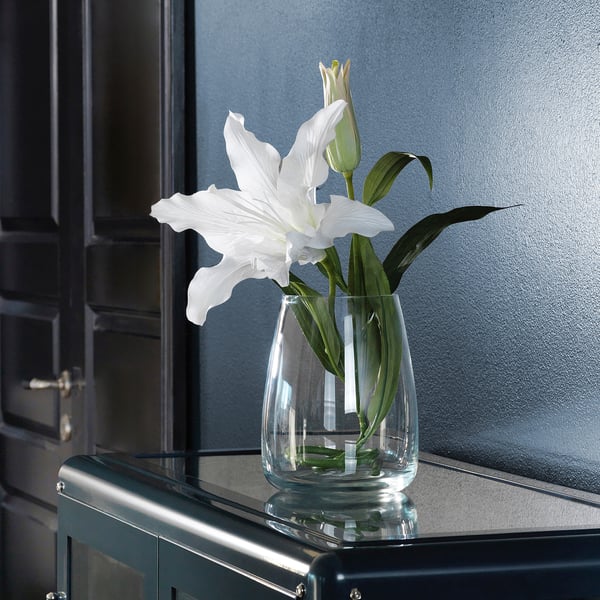 BERÄKNA vase, clear glass, 18 cm