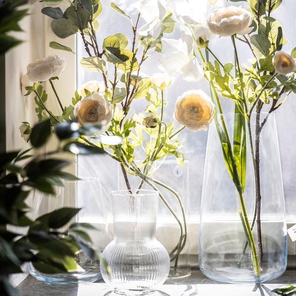 BERÄKNA vase, clear glass, 30 cm
