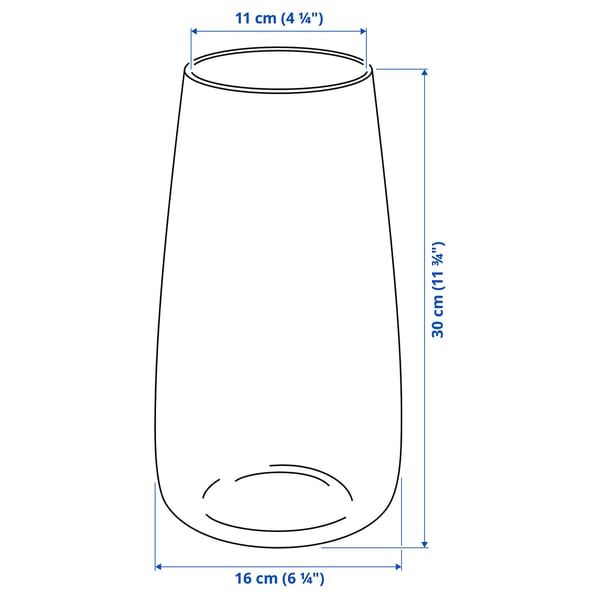 BERÄKNA vase, clear glass, 30 cm