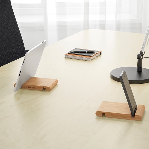 BERGENES holder for mobile phone/tablet, bamboo, 13x8 cm