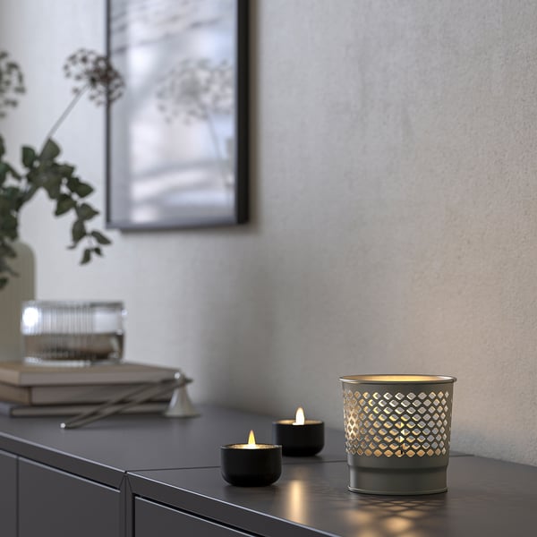 BERGGRAN candle holder, grey, 9 cm