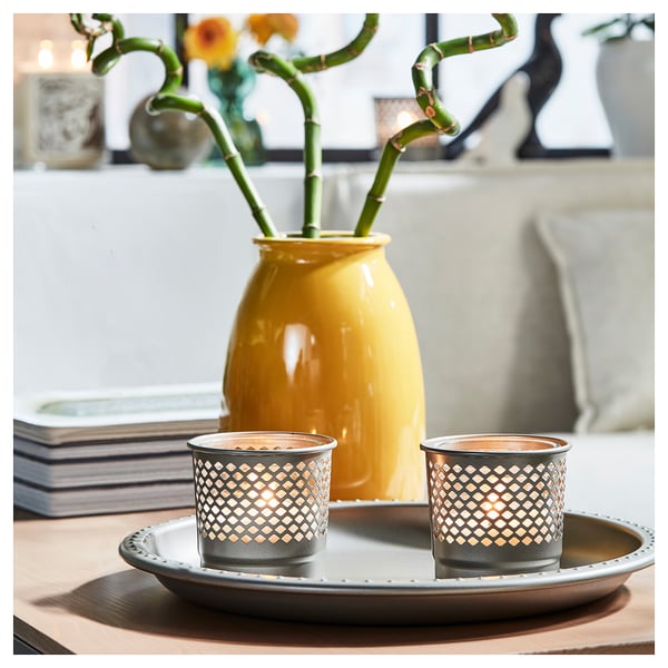 BERGGRAN candle holder, grey, 9 cm