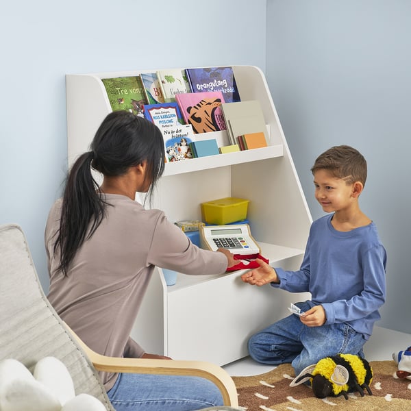 BERGIG book display with storage, white, 80x96x43 cm