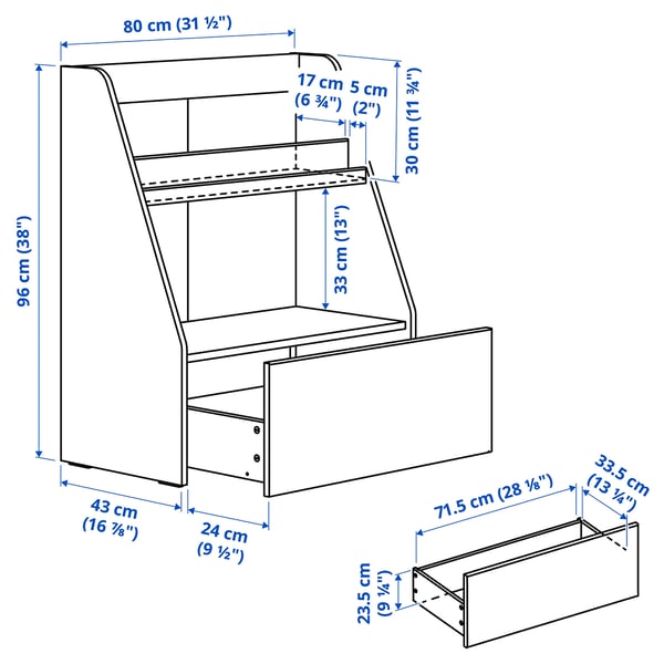 BERGIG book display with storage, white, 80x96x43 cm