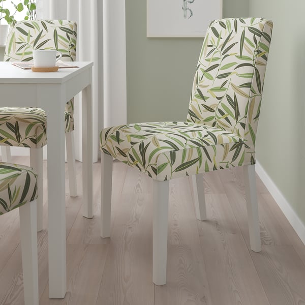 BERGMUND chair, white/Fågelfors multicolour, 52x95x59 cm