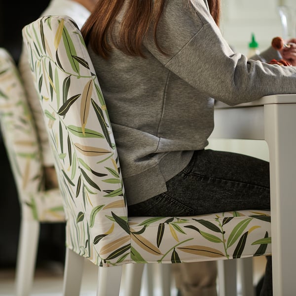BERGMUND chair, white/Fågelfors multicolour, 52x95x59 cm