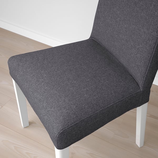 BERGMUND chair, white/Gunnared medium grey, 52x95x59 cm, 2 pack