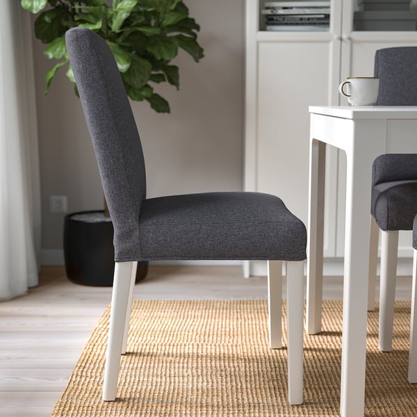 BERGMUND chair, white/Gunnared medium grey, 52x95x59 cm, 4 pack