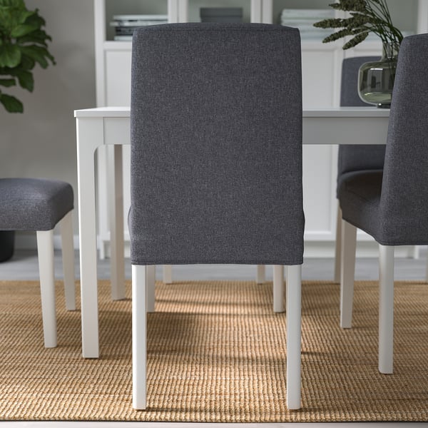 BERGMUND chair, white/Gunnared medium grey, 52x95x59 cm, 4 pack
