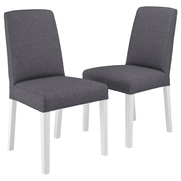 BERGMUND chair, white/Gunnared medium grey, 52x95x59 cm, 2 pack