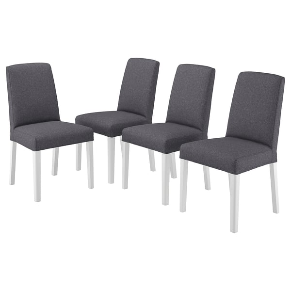 BERGMUND chair, white/Gunnared medium grey, 52x95x59 cm, 4 pack