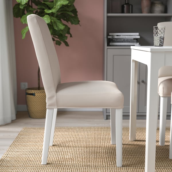 BERGMUND chair, white/Hallarp beige, 52x96x59 cm