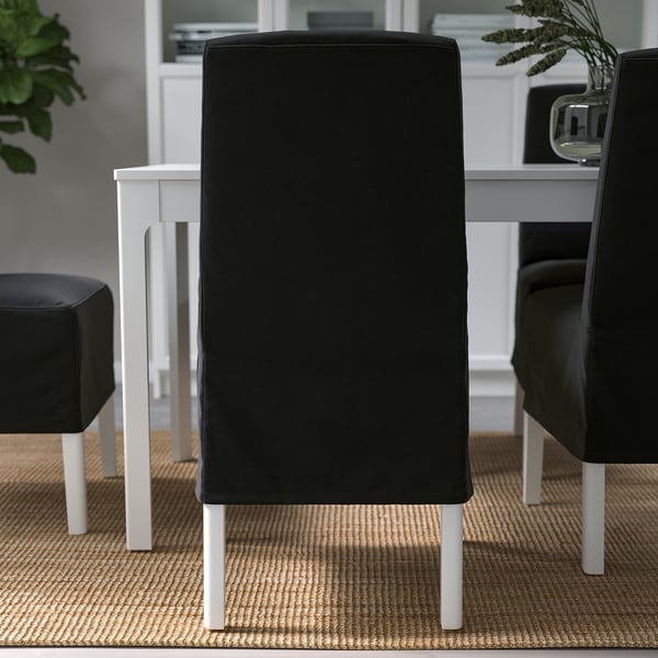BERGMUND chair w medium long cover, white/Djuparp dark grey, 52x95x59 cm