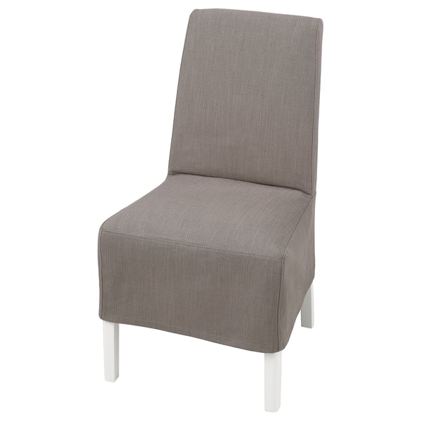 BERGMUND chair w medium long cover, white/Nolhaga grey/beige, 52x95x59 cm