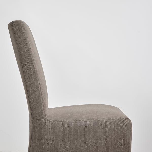BERGMUND chair w medium long cover, white/Nolhaga grey/beige, 52x95x59 cm