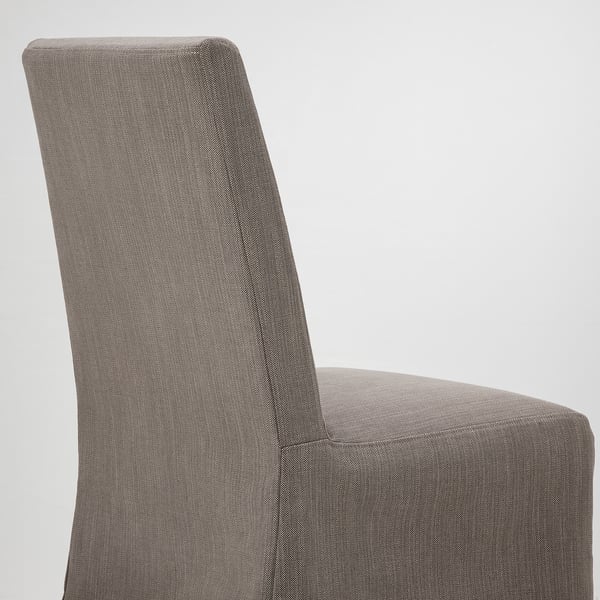 BERGMUND chair w medium long cover, white/Nolhaga grey/beige, 52x95x59 cm