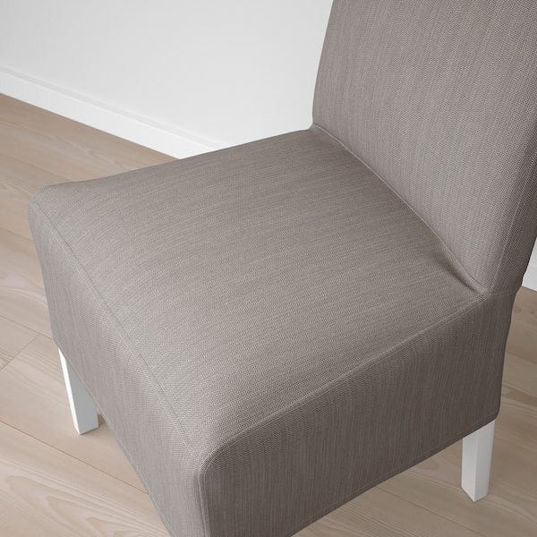 Ikea BERGMUND Chair with medium length lining - white/Nolhaga grey/beige ,