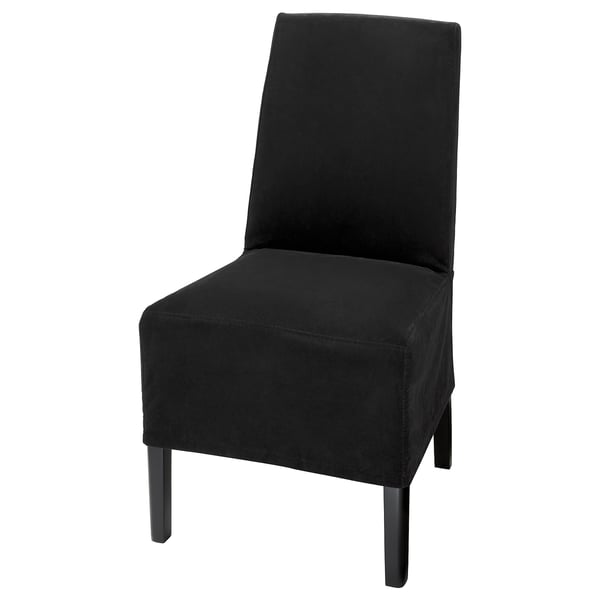 BERGMUND chair w medium long cover, black/Djuparp dark grey, 52x96x59 cm
