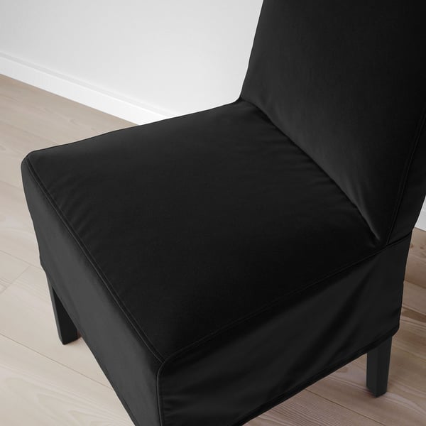 BERGMUND chair w medium long cover, black/Djuparp dark grey, 52x96x59 cm