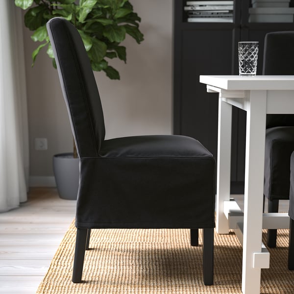 BERGMUND chair w medium long cover, black/Djuparp dark grey, 52x96x59 cm