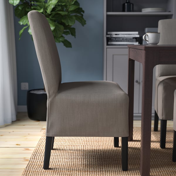 BERGMUND chair w medium long cover, black/Nolhaga grey/beige, 52x95x59 cm