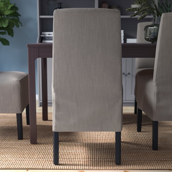 BERGMUND chair w medium long cover, black/Nolhaga grey/beige, 52x95x59 cm